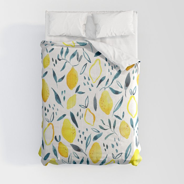 Watercolor Lemons Comforter