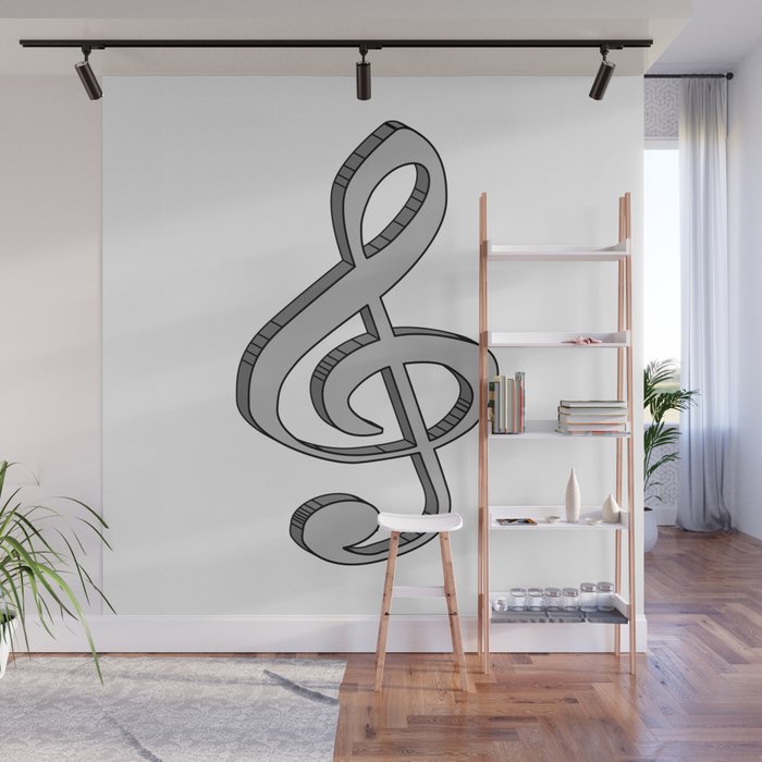 Treble Clef In 3D Wall Mural