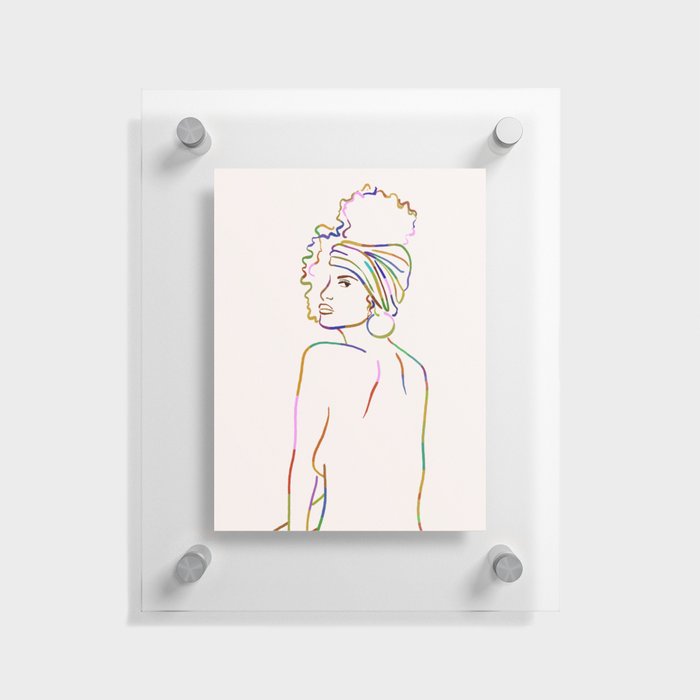 Rainbow Woman Portrait Minimalist Floating Acrylic Print