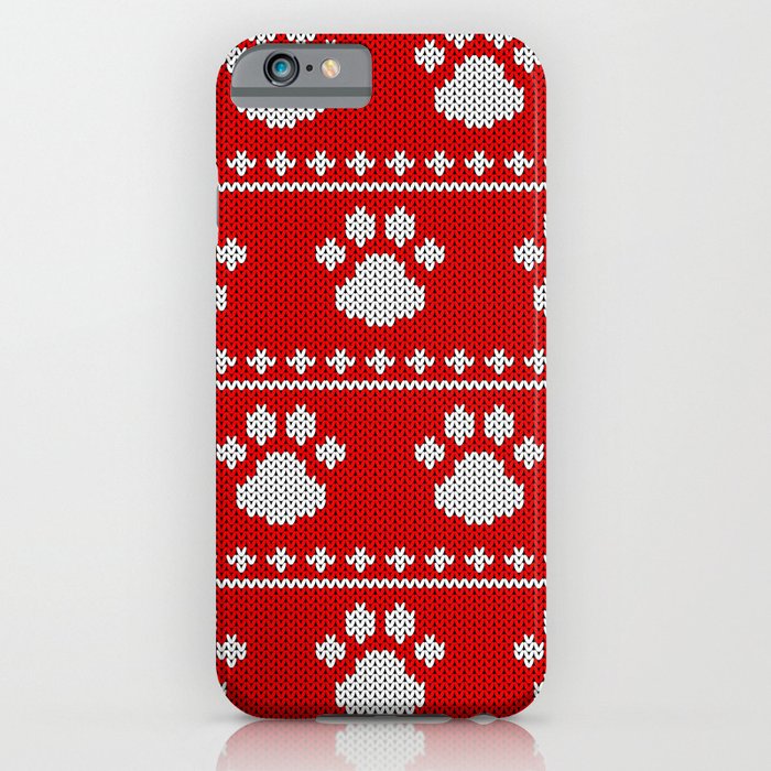 Red Ugly Sweater Paw Pattern iPhone Case