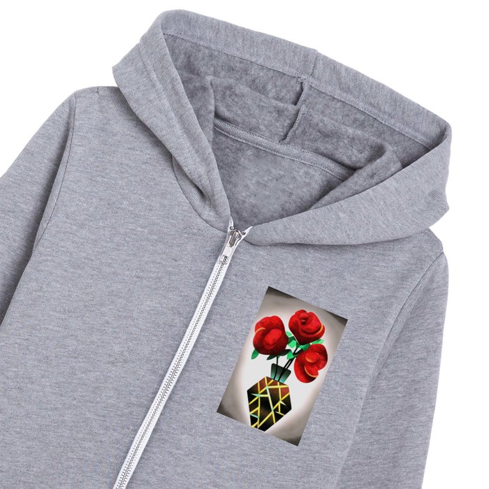 Art Deco Red Roses In Vase Abstract Art Kids Zip Hoodie