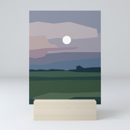 Full moon above green meadow Mini Art Print