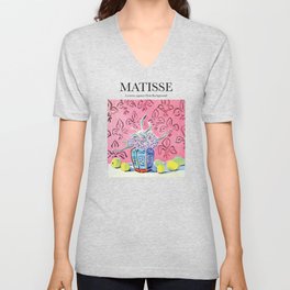 Matisse - Lemons against Pink Background V Neck T Shirt