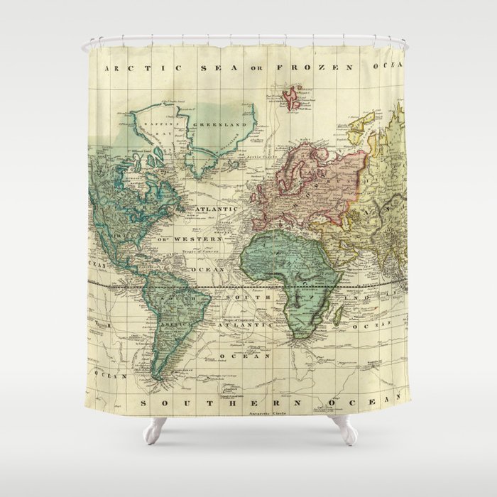 Shower Curtain, Old World Map Shower Curtain