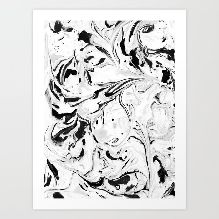 Black and White Marble Art Print