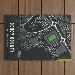 Derby County Football Stadium Map Design (Black) Outdoor Rug