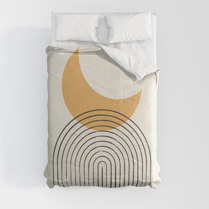 Moon mountain gold - Mid century style Comforter
