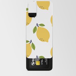 Lemon fruit seamless pattern. Hand drawn illustration. Exotic food. Yellow citrus with leaves Android Card Case