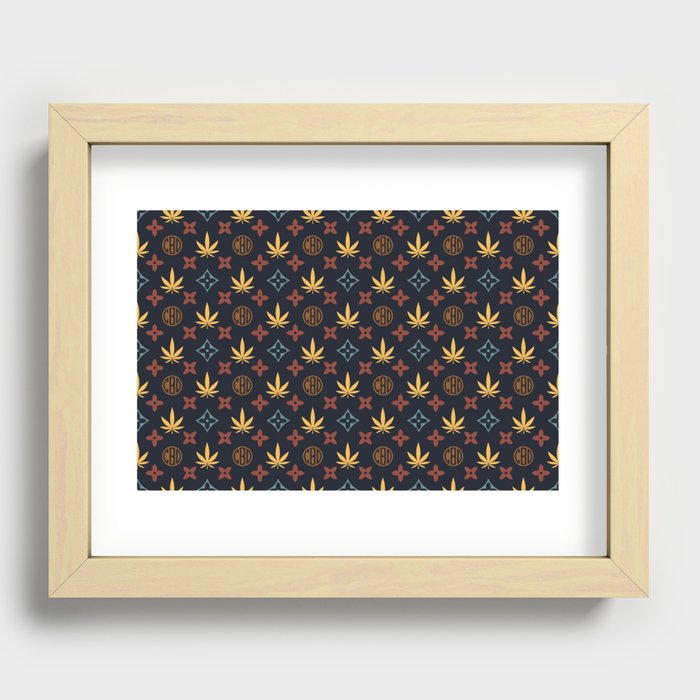 Marijuana CBD tile pattern. Digital Illustration background Recessed Framed Print