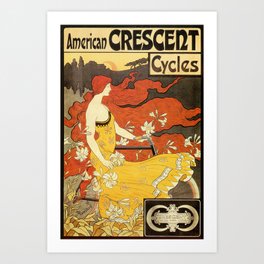 Vintage American art nouveau Bicycles ad Art Print