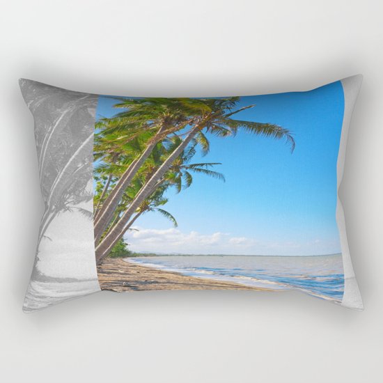 Coconut palms on beach Rectangular Pillow