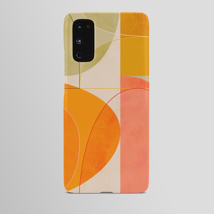 mid century geometric lines curry blush spring Android Case