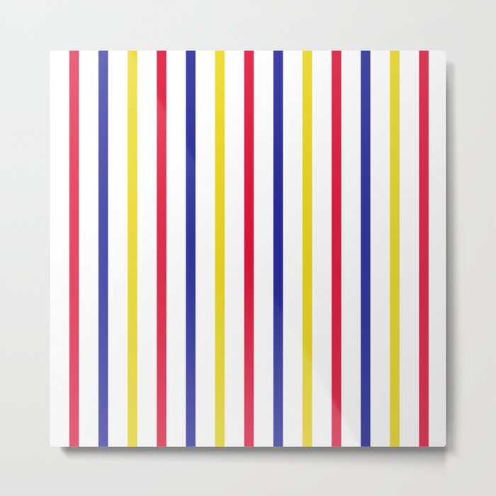 Vertical Stripes (red, blue, yellow) Metal Print