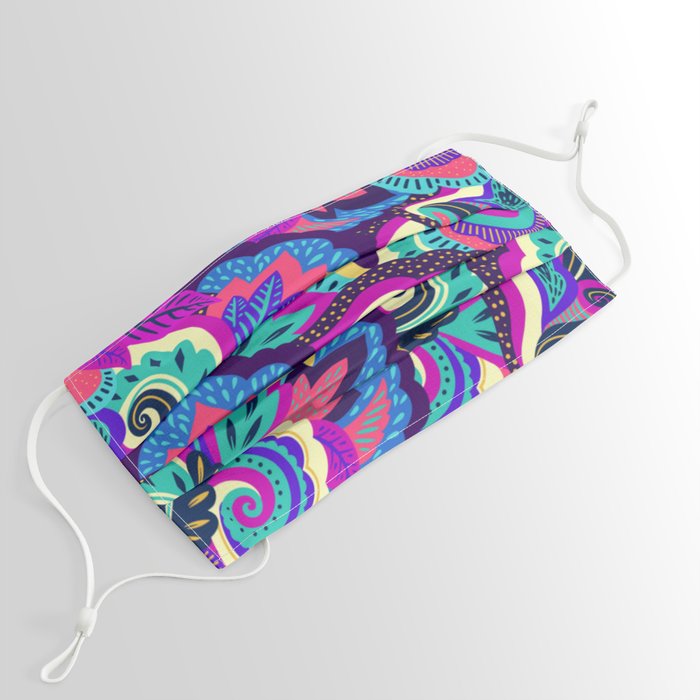 Cool Palette Neon Abstract Tropical Jungle Print Face Mask