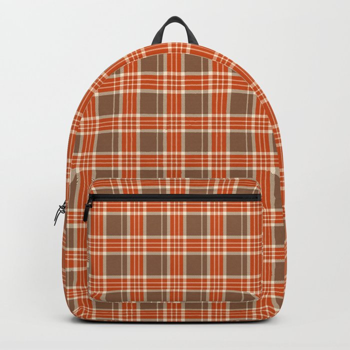 Retro Orange Brown Autumn Plaid  Backpack