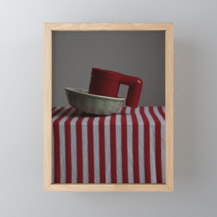 Minimalist still life of red mug with bowl Framed Mini Art Print