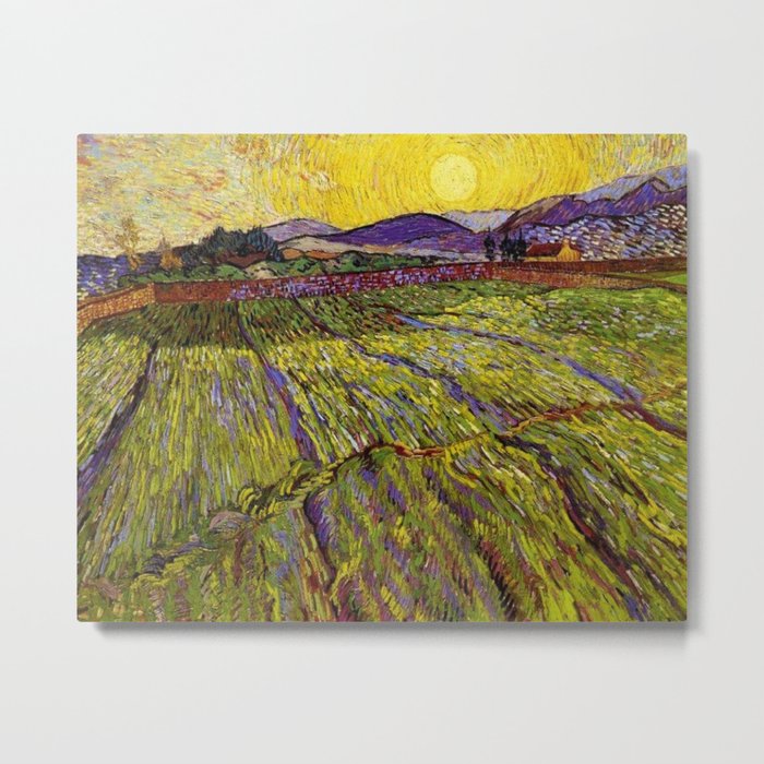 Landscape with Ploughed Fields by Vincent van Gogh Metal Print