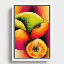 Tropical Fruit - Abstract Minimalist Digital Retro Poster Art Framed Canvas