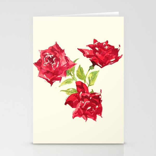 Three Red Roses Stationery Cards
