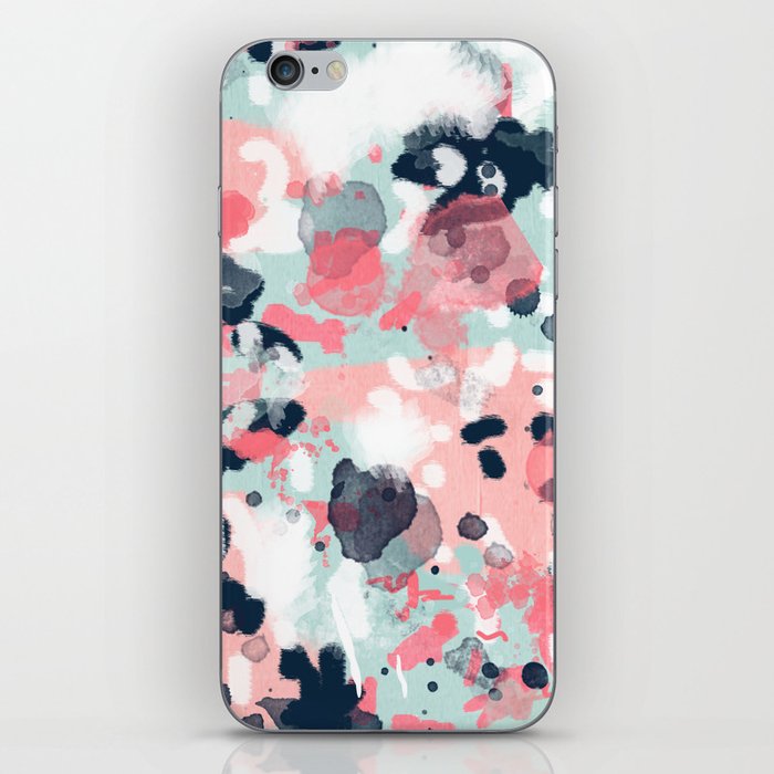 Isla - abstract painting navy mint coral trendy color palette summer bright decor iPhone Skin