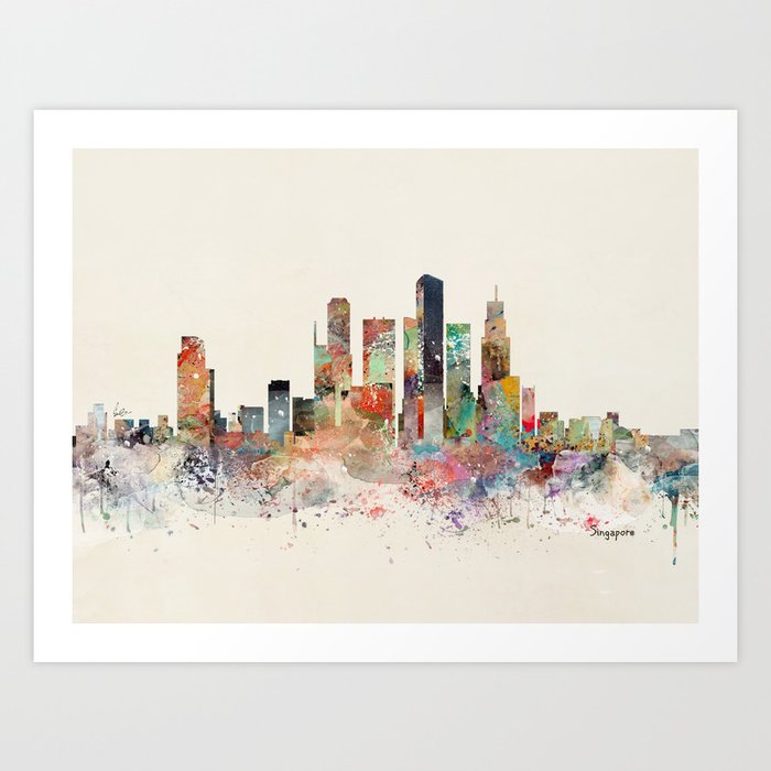 Singapore Skyline Art Print By Bribuckley Society6