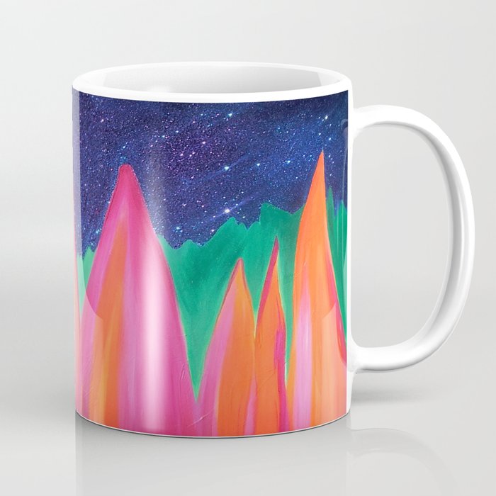 Night Sky with Pink and Orange Mountains Coffee Mug