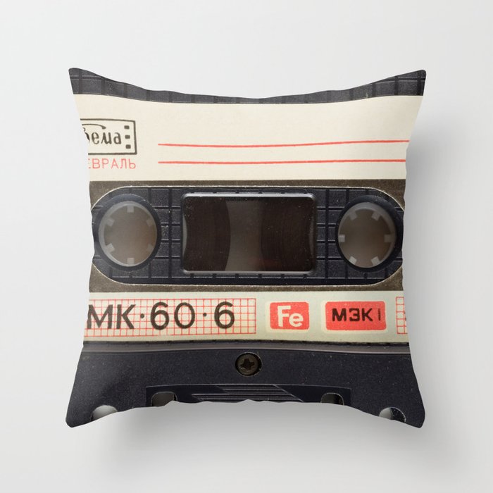 Retro 80's objects - Compact Cassette Throw Pillow