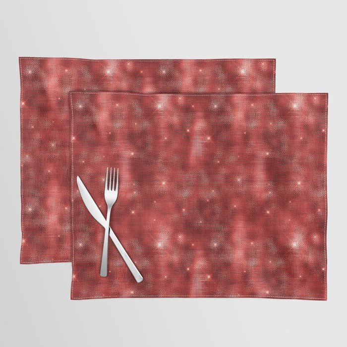 Glam Red Diamond Shimmer Glitter Placemat