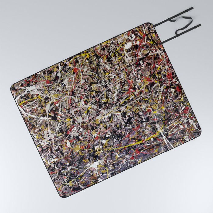 Intergalactic - Jackson Pollock style abstract painting by Rasko Picnic Blanket