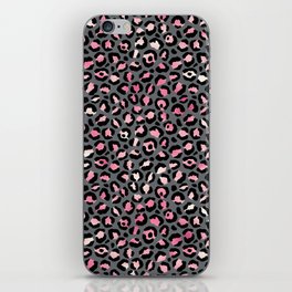 Pink Grey Leopard Pattern iPhone Skin