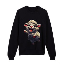 Happy Sheep cartoon Kids Crewneck