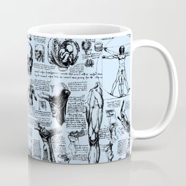 Da Vinci's Anatomy Sketchbook // Light Blue Coffee Mug