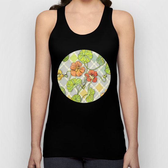 Climbing Nasturtiums in Lemon, Lime and Tangerine Unisex Tank Top