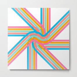 Rainbow Pinwheel Geometric Metal Print | Minimal, Graphicdesign, Rainbow, Stripes, Arc, Kids, Minimalism, Birthday, Digital, Modern 