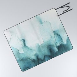 Soft teal abstract watercolor Picnic Blanket