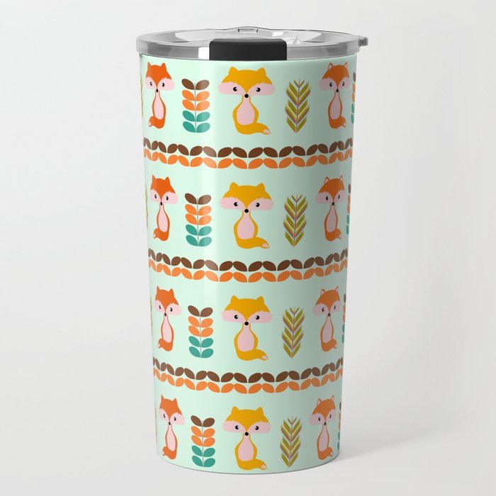 Foxes, grains and leaves Travel Mug