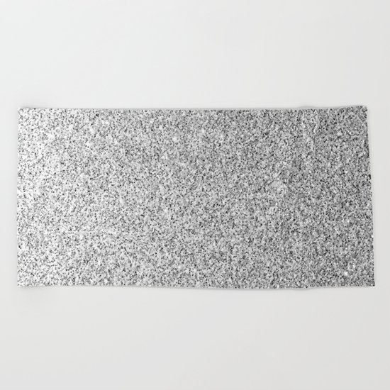 Beautiful Silver glitter sparkles Beach Towel