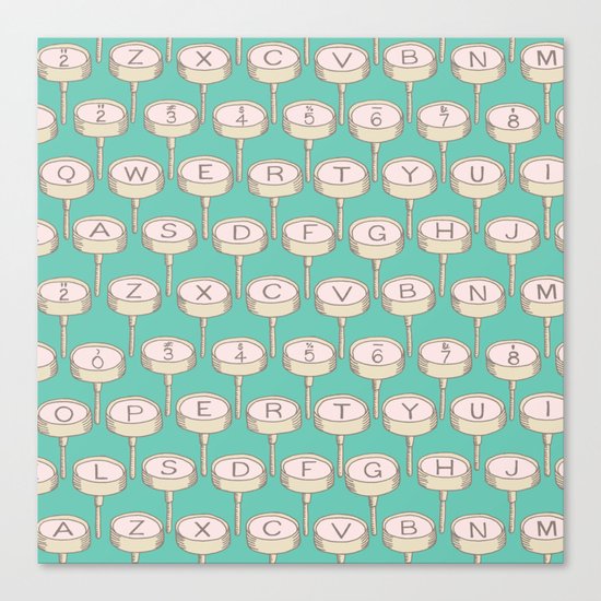 Infinite Typewriter_Green and Pink Canvas Print