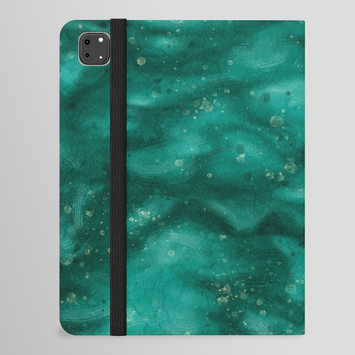 Teal abstract painting, wavy effect texture iPad Folio Case