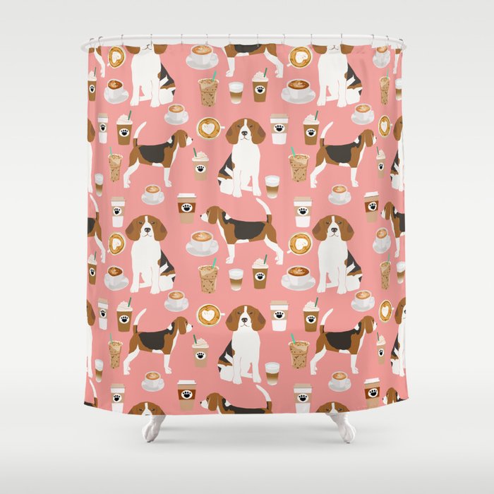 Beagle coffee dog breed gifts pupuccino dog lover beagles pure breed Shower Curtain