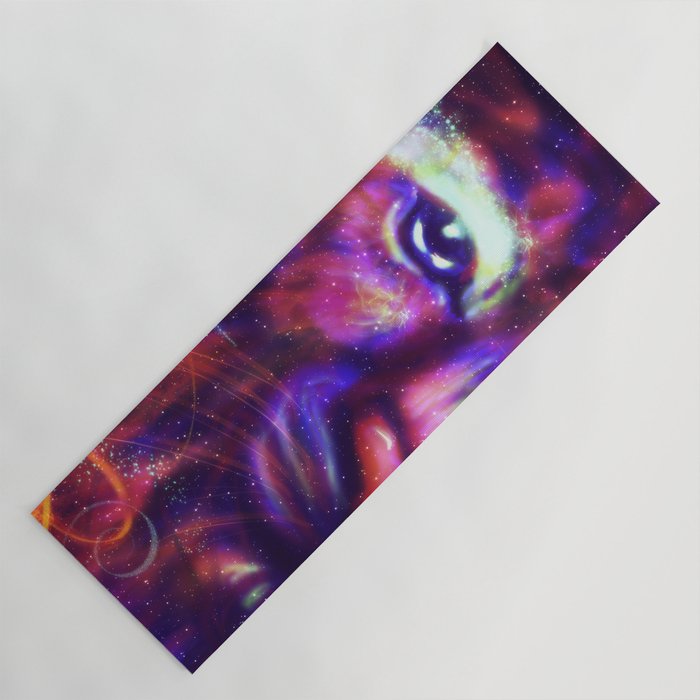 Fantasy Lion Face Made Of Stars And Colorful Clouds Yoga Mat By