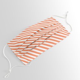 [ Thumbnail: White and Coral Colored Pattern of Stripes Face Mask ]