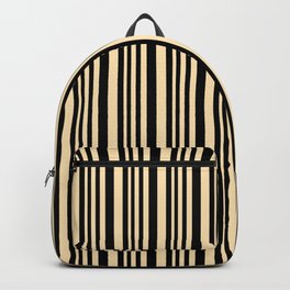 [ Thumbnail: Black & Beige Colored Pattern of Stripes Backpack ]
