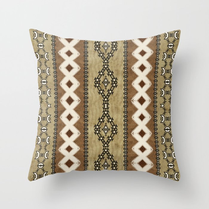 Textured Neutral Geo Rustic Line Throw Pillow
