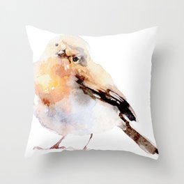 Watercolor Bird Painting Throw Pillow