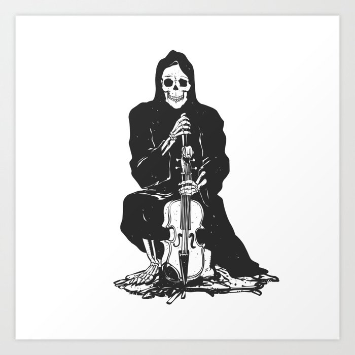 Violinist Skull Grim Reaper Cartoon Skeleton Halloween Illustration Art Print By Marios Society6,Cute Cow Cartoon Face