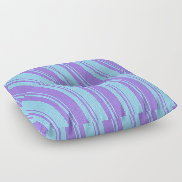 Light Sky Blue & Purple Colored Striped/Lined Pattern Floor Pillow