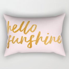 Hello sunshine - Gold and Pink Rectangular Pillow