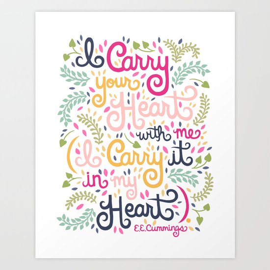 E.E. Cummings Quote Illustration Print. Art Print