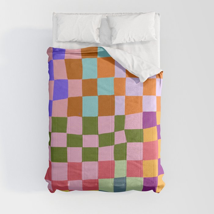 Colorful pastel checker tile  Comforter